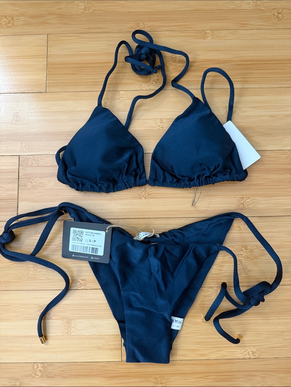 Navy Triangle Tie-Side Bikini Set